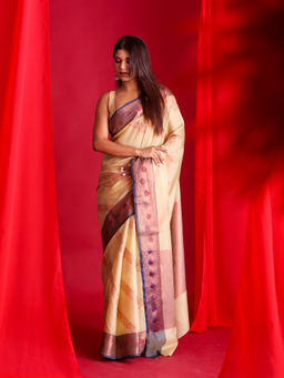 Beatitude - Yellow Woven Banarasi Saree with Unstitched Blouse