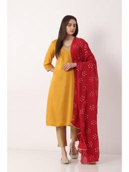 Biba - Women Maroon Mul Cotton Bandhani Printed Dupatta