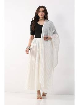 Biba - Women White Cotton Textured Dupatta