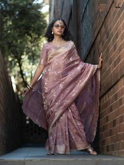 Suta - Woven Mauve Viscose Saree With Unstitched Blouse