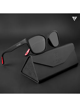 Voyage - Exclusive Sunglasses for Men & Women Black Lens & Matte Black & Red Frame PMG5253