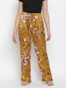 Oxolloxo - Bloom Floral Satin Print Women Nightwear Pajama - Yellow
