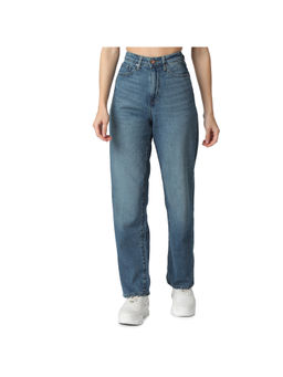 Spykar - Women Blue Straight Fit High Rise Cotton Casual Jeans