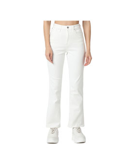 Spykar - Women White Boot Cut Fit High Rise Cotton Lycra Casual Jeans