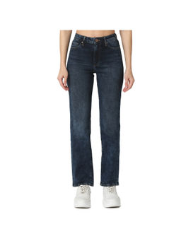 Spykar - Women Navy Blue Straight Fit Mid Rise Cotton Lycra Casual Jeans