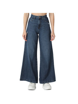 Spykar - Women Navy Blue Wide Fit High Rise Cotton Casual Jeans