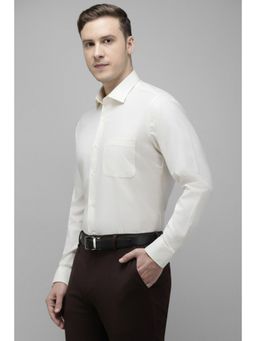 Van Heusen - Men Cream Regular Fit Textured Full Sleeves Formal Shirt