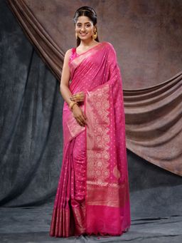 CHARUKRITI - Light Pink Handloom Silk Blend Small Buttas Saree with Unstitched Blouse