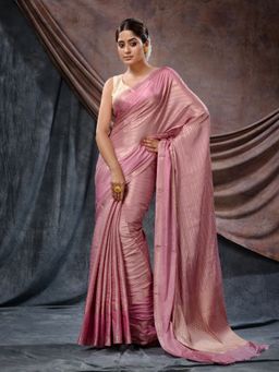 CHARUKRITI - Lavender Katan Silk Handloom Zari Woven Stripes Saree with Unstitched Blouse