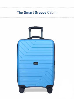 CARRIALL - Blue Smart Luggage Hard-Sided Cabin Trolley Bag With Built-In Weighing Scale