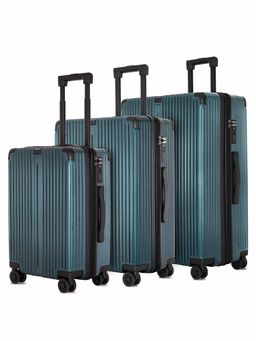 CARRIALL - Green Meta Luggage Hard-Sided Expandable Trolley Bag (L-M-S) (Set of 3)