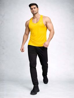INVINCIBLE - Men Yellow Polyester Solid Vest