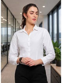 Blue Ronin - White Women Full Sleeve Regular Fit Shirt
