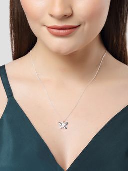Karatcart - KUNUZ by 925 Sterling Silver Butterfly Shape Pendant Studded with CZ for Women