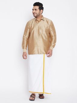 Vastramay - Men Rose Gold Silk Blend Shirt and Mundo