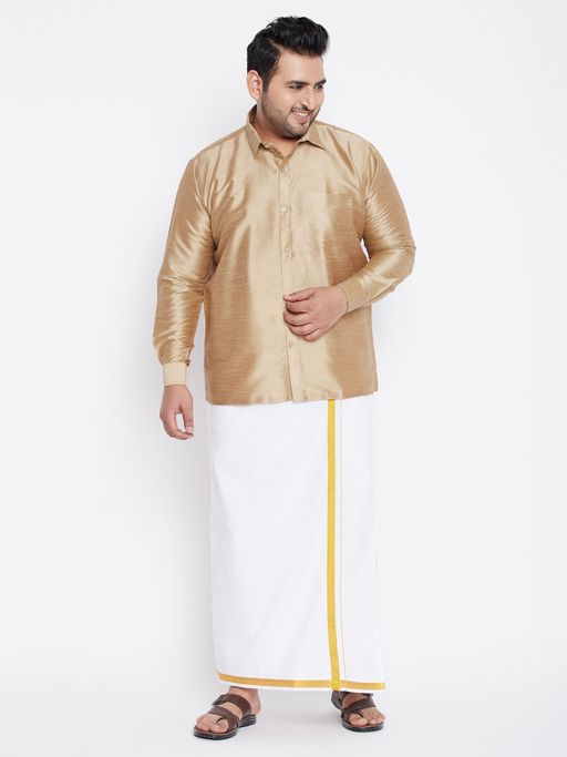 Buy Vastramay Men Rose Gold Silk Blend Shirt and Mundo Online