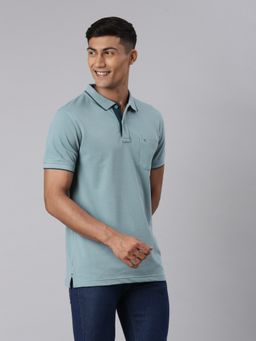 Classic Polo - Men Half Sleeve Dark Green Collar Neck Slim Fit Solid Polo T-Shirt