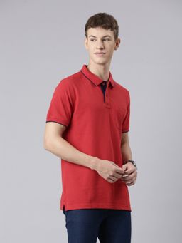 Classic Polo - Men Half Sleeve Red Collar Neck Slim Fit Solid Polo T-Shirt