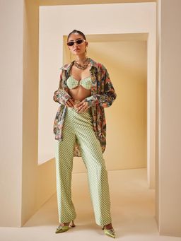 THE ROYALEUM ATELIER - Multicolour Shirt with Bralette and Pant (Set of 3)