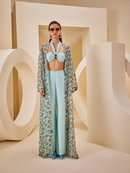 THE ROYALEUM ATELIER - Blue Pant with Bralette and Jacket (Set of 3)