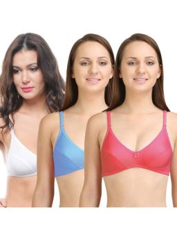 Bodycare - Perfect Coverage Bra In Coral-T. Sky-White Color - Pack Of 3