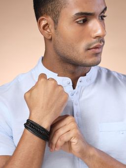 Karatcart - Bohey by Men Leather Multistrand Wraparound Bracelet for Men