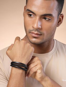 Karatcart - Bohey by Men Leather Multistrand Wraparound Bracelet for Men
