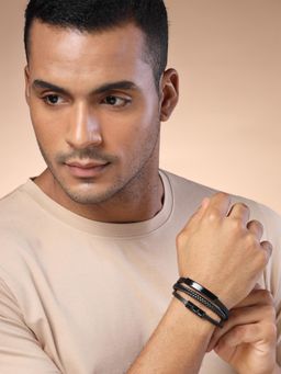 Karatcart - Bohey by Men Leather Multistrand Wraparound Bracelet for Men