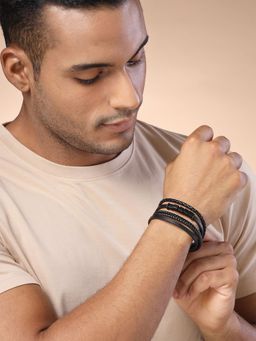 Karatcart - Bohey by Men Leather Multistrand Wraparound Bracelet for Men