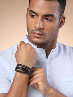 Karatcart - Bohey by Men Leather Multistrand Wraparound Bracelet for Men