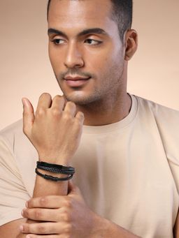 Karatcart - Bohey by Men Leather Multistrand Wraparound Bracelet for Men