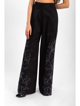 Contemponari - Black Verona Mid Waist Wide Leg Trouser