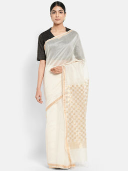 Fabindia - Cotton Silk Chanderi Woven Sari without Blouse