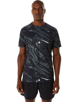 ASICS - Suminagashi Motif Print Ss Black Men's T-Shirt