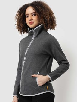 Campus Sutra - Womens Dark Grey Zipper Sweatshirt