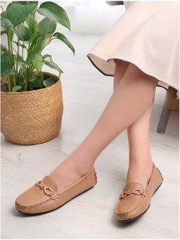 ALCAZO - Women Beige Synthetic Leather Loafers