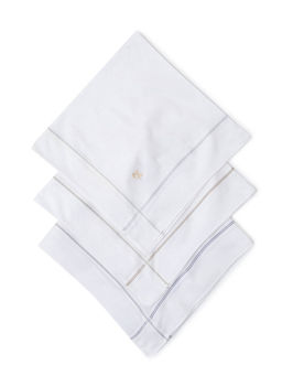 Arrow - Men White Striped Border Cotton Handkerchiefs (Pack of 3)