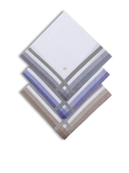 Arrow - Men Multi-Color Striped Border Cotton Handkerchiefs (Pack of 3)