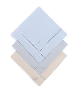 Arrow - Men Multi-Color Striped Border Cotton Handkerchiefs (Pack of 3)