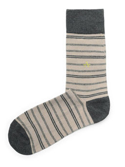 Arrow - Men Beige Striped Mid Calf Socks