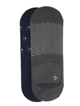 Arrow - Men Multi-Color No Show Printed Cotton Socks (Pack of 2)