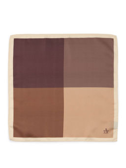Arrow - Beige Colorblock Satin Pocket Square