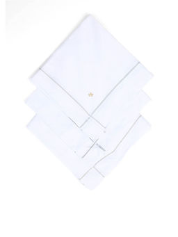 Arrow - Men White Striped Border Cotton Handkerchiefs (Pack of 3)