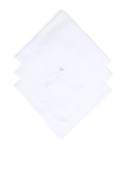 Arrow - Men White Striped Border Cotton Handkerchiefs (Pack of 3)
