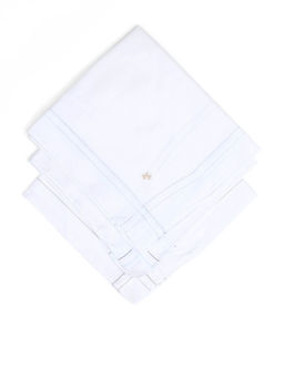 Arrow - Men White Striped Border Cotton Handkerchiefs (Pack of 3)