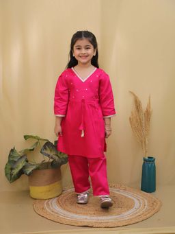 AJ Dezines - Pink Cotton Kurta and Pant (Set of 2)
