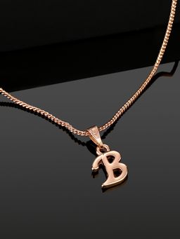 Estele - Valentine Gift - Rose Gold Plated Initial B Letter Pendant for Women