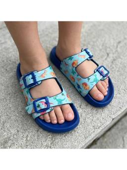 Hopits - Splash-Steps Boys Cyan Dino Printed Waterproof Sandals