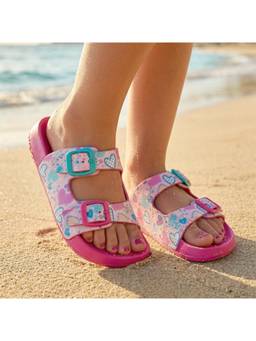 Hopits - Splash-Steps Girls Peach Hearts Printed Waterproof Sandals