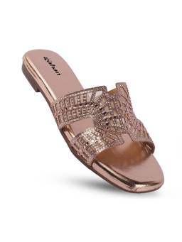 Gahan - Womens Peach Embellished Stonework Ethnic Party Wear Flats
